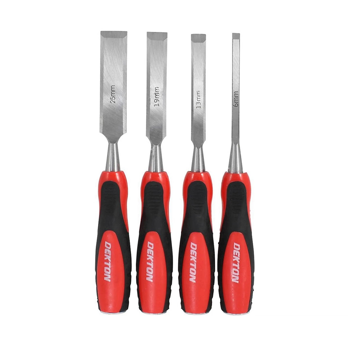 Dekton Hardened Carbon Steel Chisels with Striking Caps and Anti Slip Grips Assorted Pack of 4 DT40125