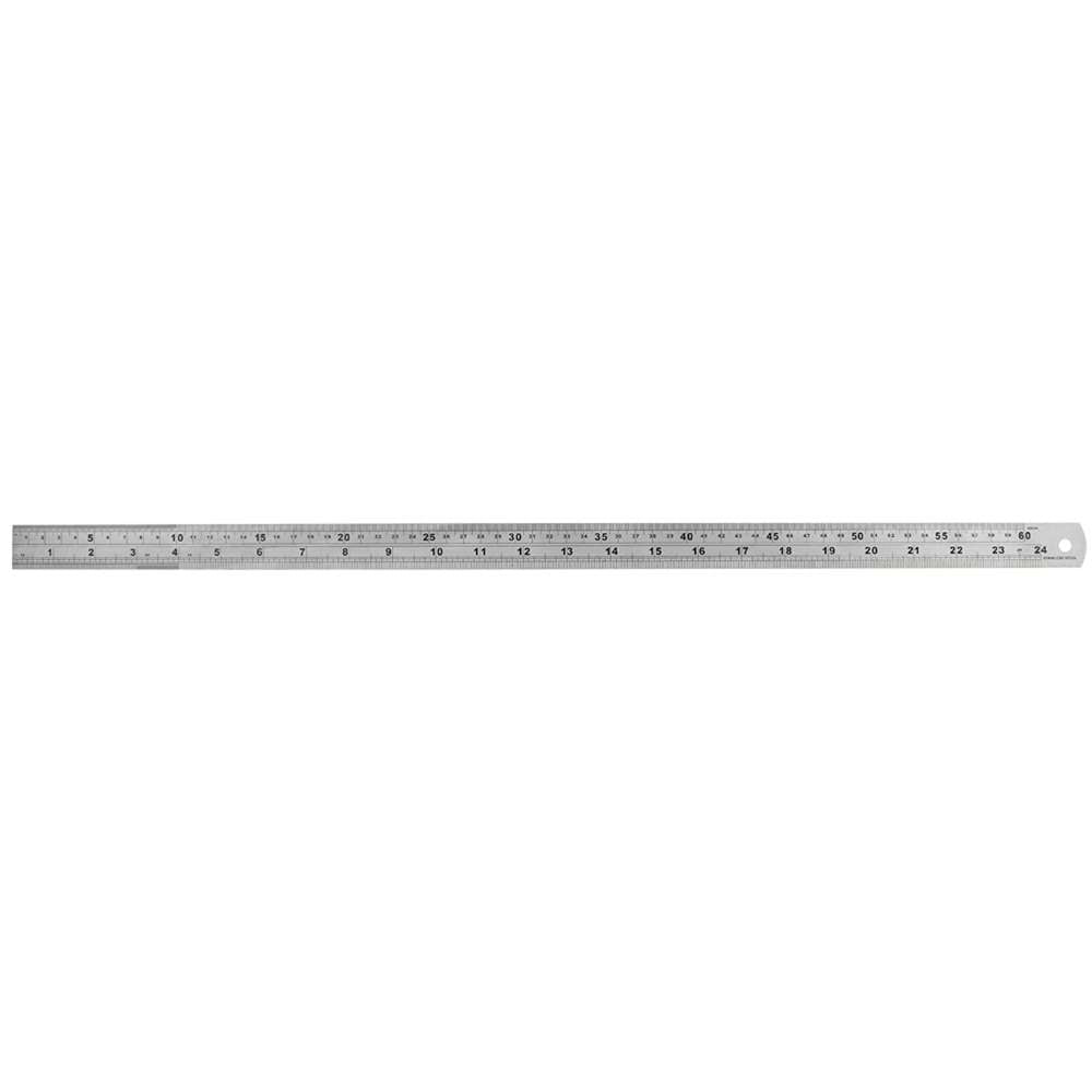 Dekton Stainless Steel Ruler Silver 600mm DT55518 | Imperial and Metric Markings | Durable Stainless Steel Ruler with Hanging Hole
