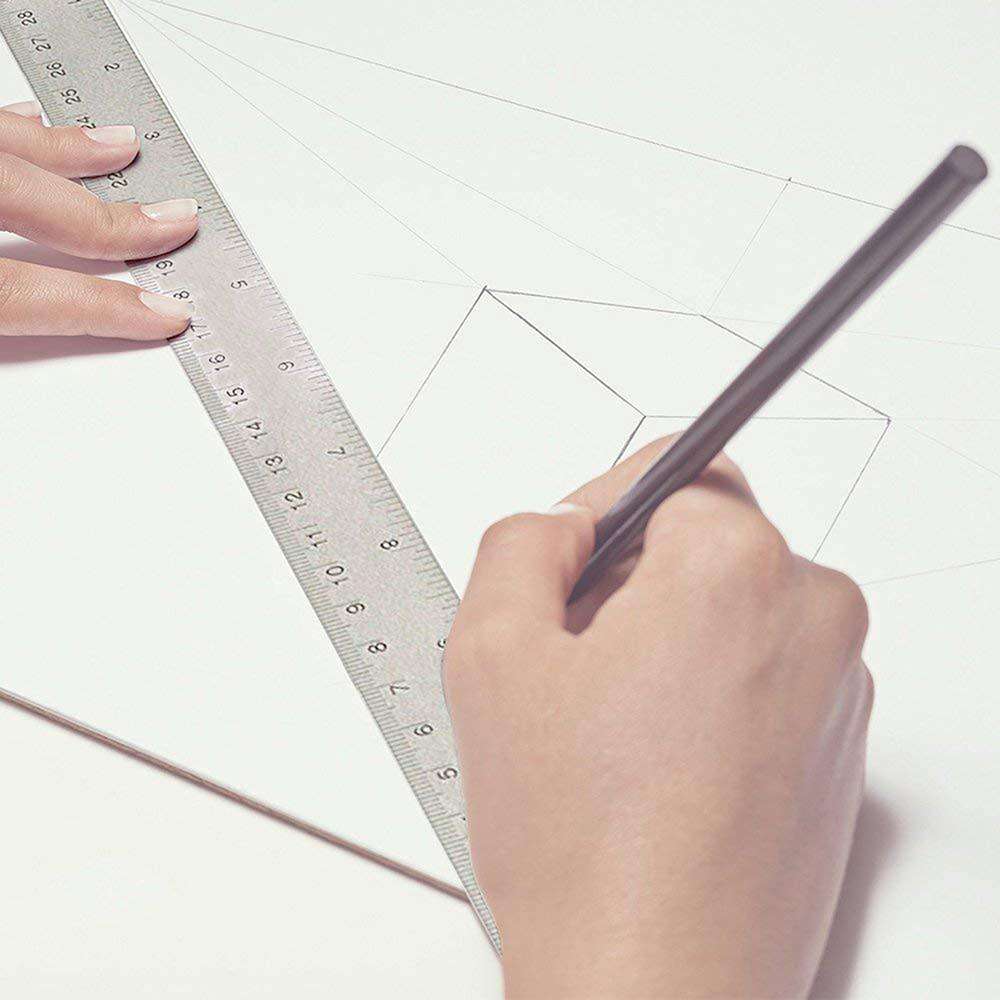 Dekton Stainless Steel Ruler Silver 600mm DT55518 | Imperial and Metric Markings | Durable Stainless Steel Ruler with Hanging Hole