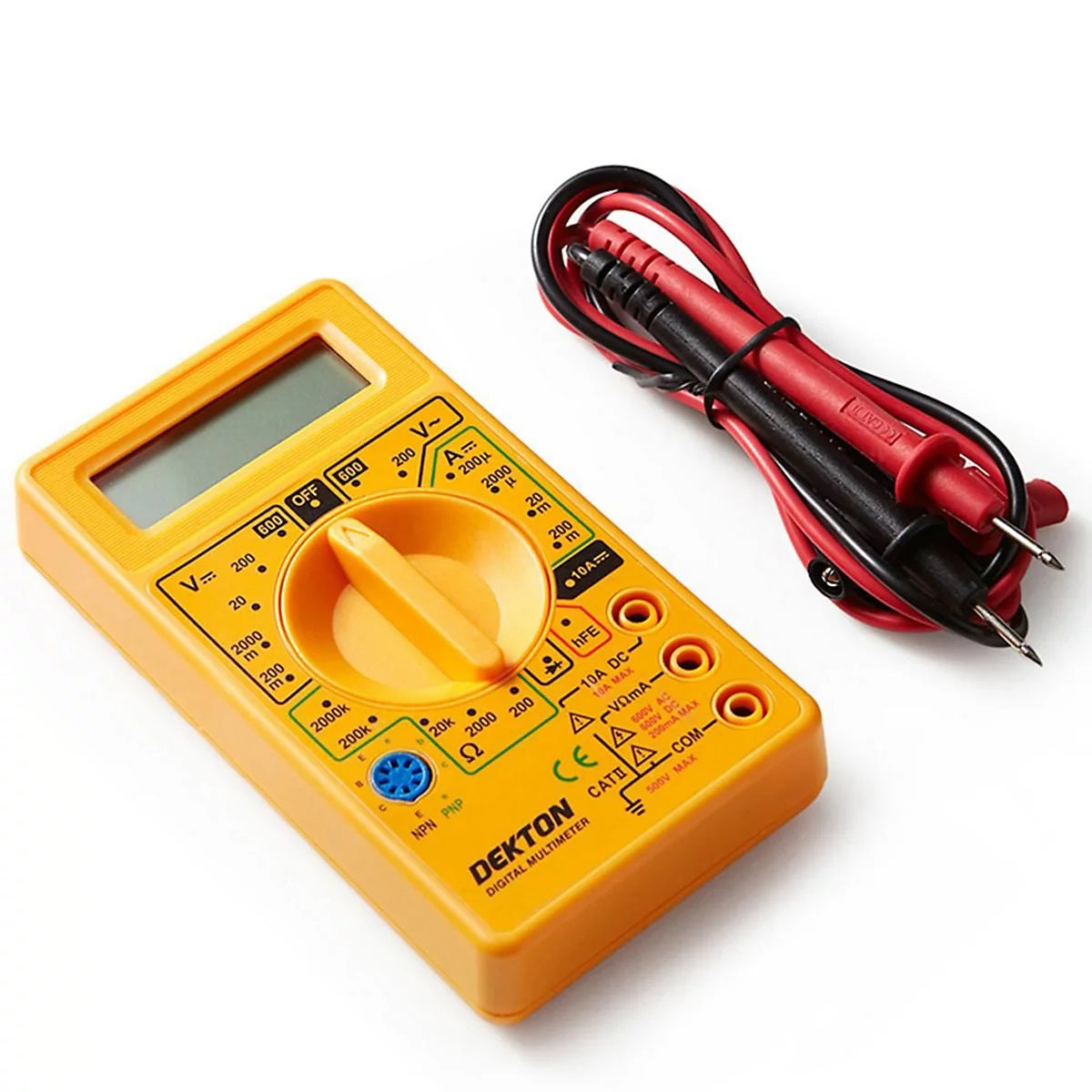 Dekton LCD AC DC Digital Multimeter Yellow DT95210 | With Auto Polarization | Ideal for Workshops Laboratories and DIY