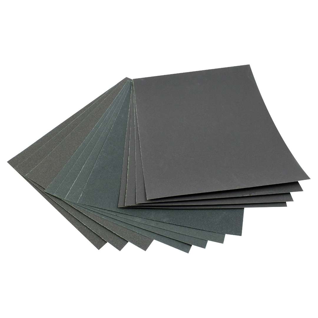 Dekton Wet and Dry Sandpaper Set Black Pack of 10 DT30615 | Assorted Medium Fine and Extra Fine Grits