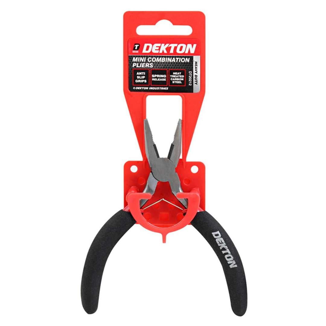 Dekton Heavy Duty Mini Combination Pliers Black and Silver DT20212 | Anti Slip Grips | Spring Release | Heat Treated Carbon Steel