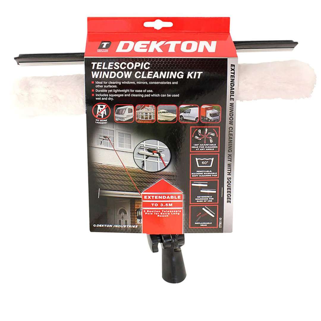 Dekton Telescopic Window Cleaning Kit Red and Black DT95110 | Extendable Window Cleaning Kit with Squeegee
