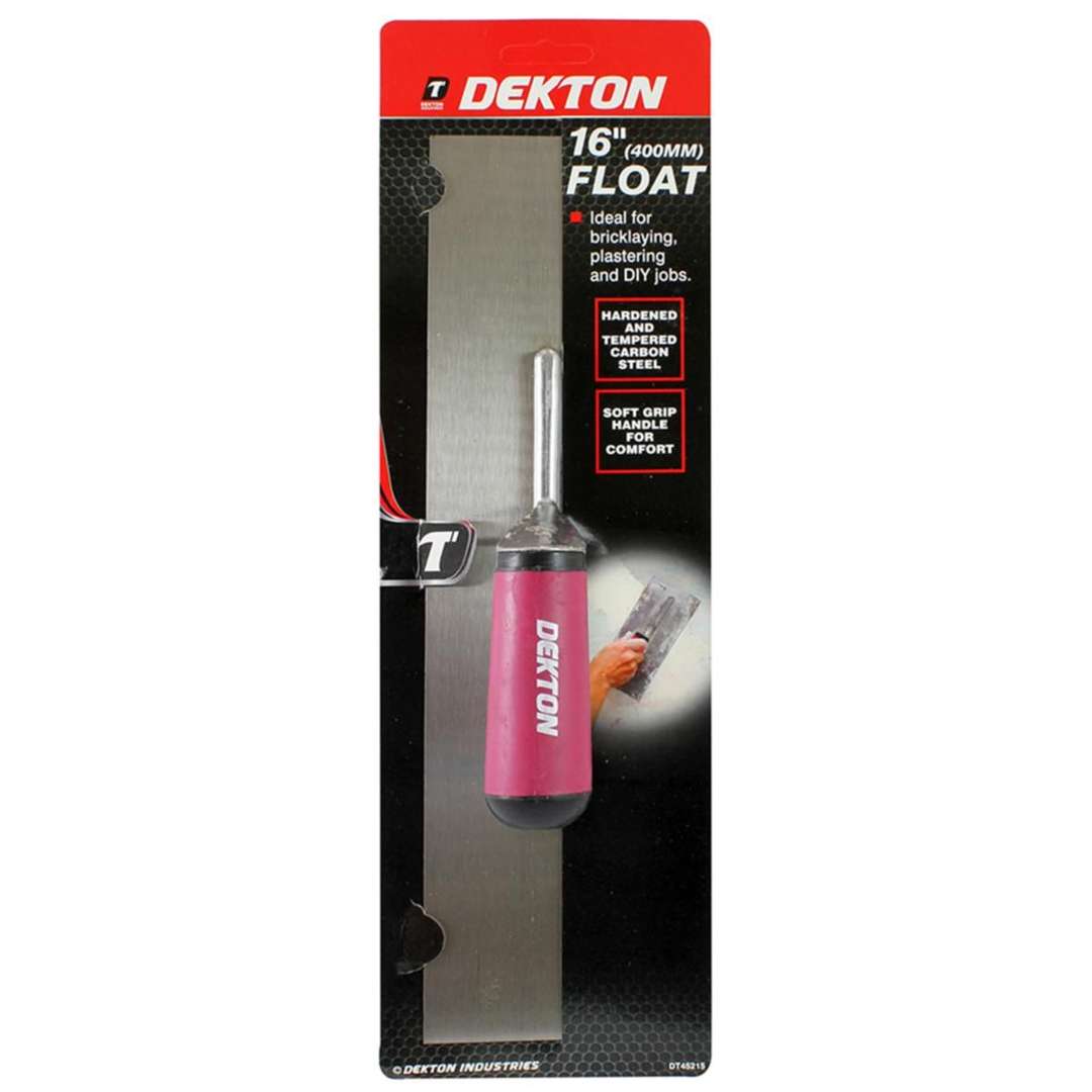 Dekton Plastering Float Silver 16-Inch DT45215 | Hardened and Tempered Carbon Steel | Soft Grip Handle for Comfort