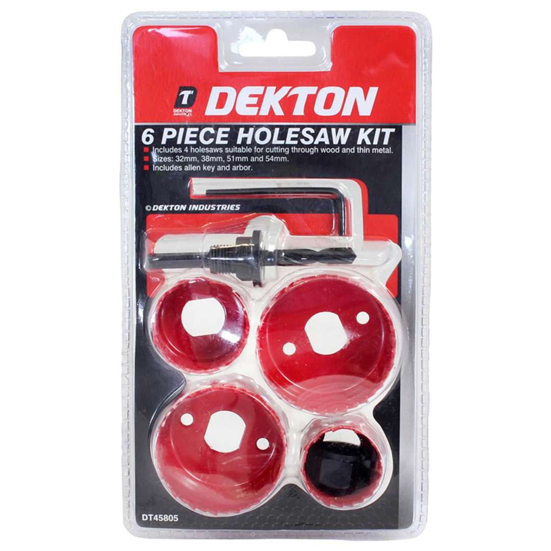 Dekton Holesaw Kit Red Assorted 6-Piece DT45805 | Includes Allen Key and Arbor