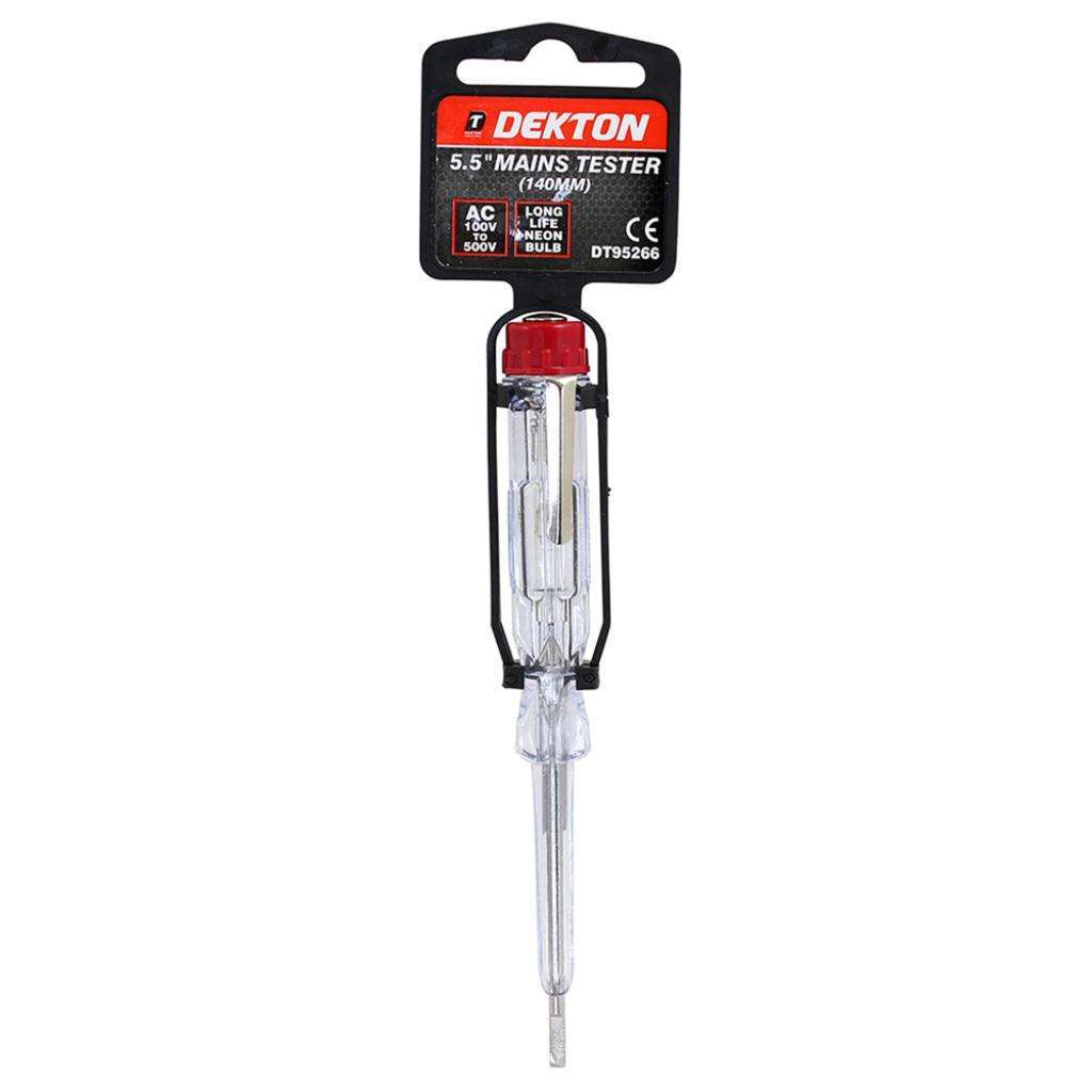 Dekton Mains Tester Clear 5.5-Inch DT95266 | AC 100V to 500V | Long Life Neon Bulb