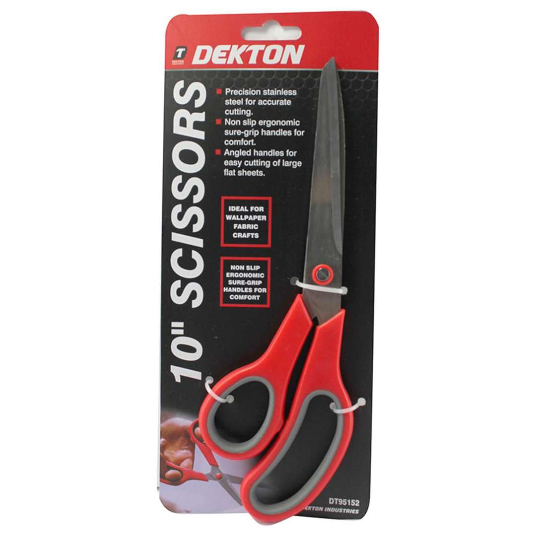 Dekton Scissors Red 10-Inch DT95152 | Ideal for Wallpaper Fabric Crafts | Non Slip Ergonomic Sure Grip Handles for Comfort