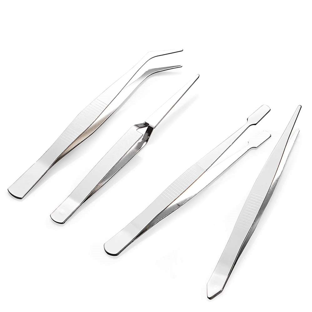 Dekton Professional Tweezer Set Silver 4-Piece DT95900