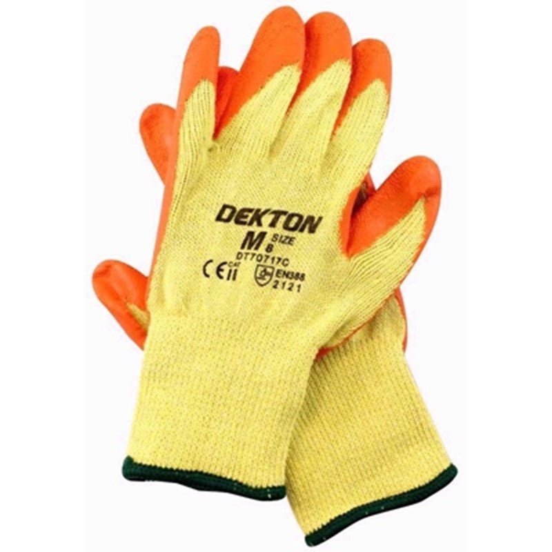 Dekton Latex Coated Working Gloves Yellow and Orange Medium DT70718C