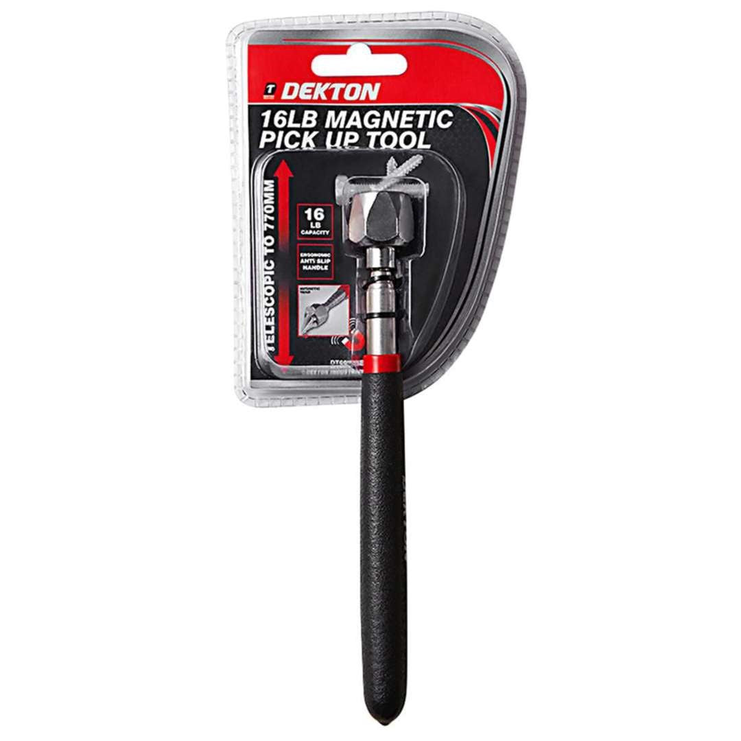 Dekton 16lb Magnetic Pick Up Tool Black and Silver DT60725B | Telescopic to 770mm | Anti Slip Handle