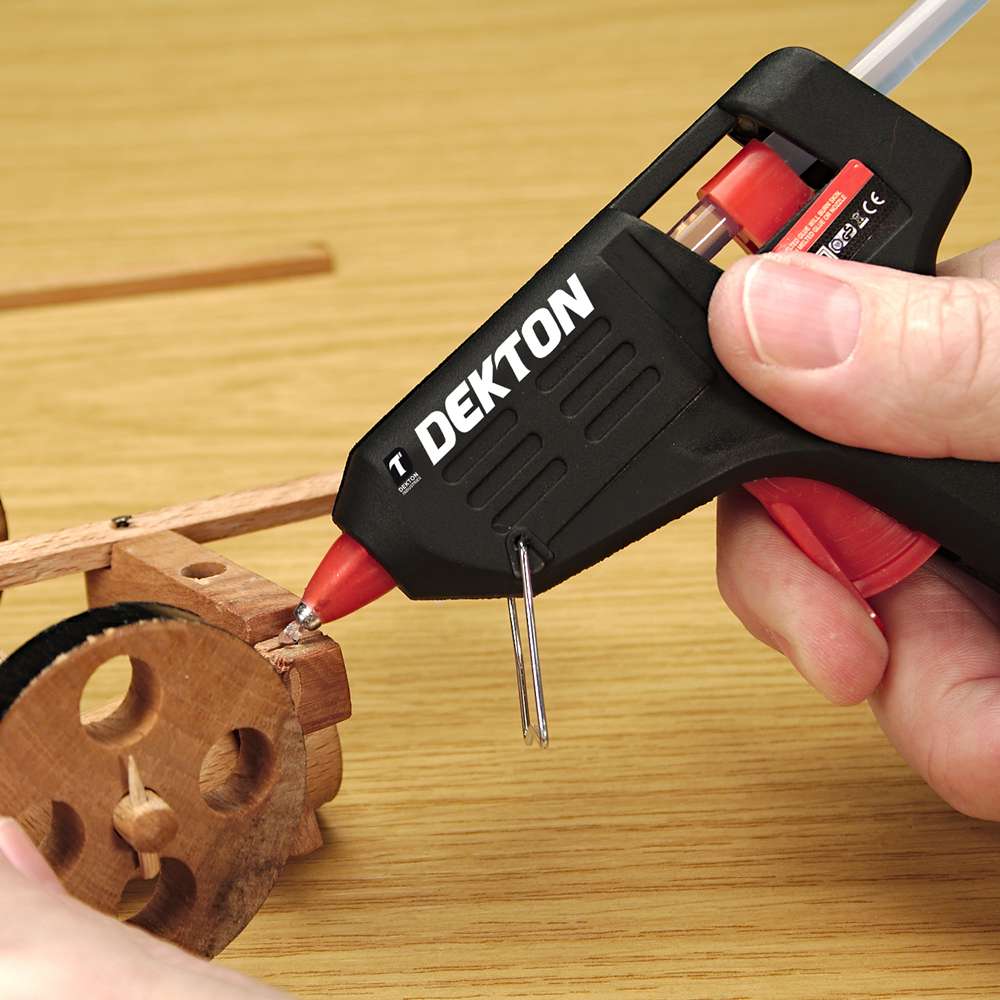 Dekton Multi Purpose Mini Glue Gun Black DT60850 | Anti Drip Nozzle | Ideal for Intricate Work | Fast and Easy Trigger Feed Application | Includes 2 Glue Sticks