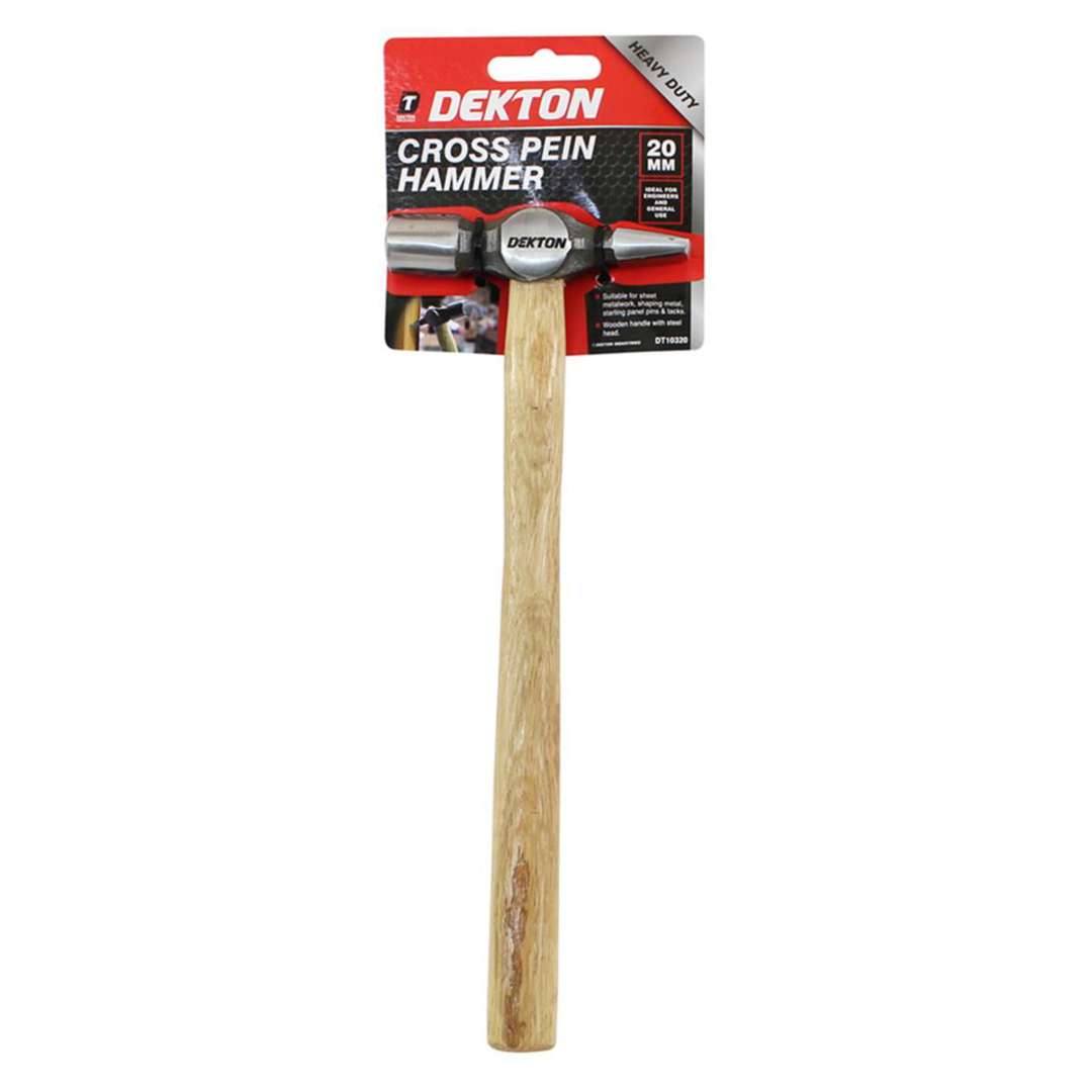 Dekton Heavy Duty Cross Pein Hammer with Wooden Handle Silver 20mm DT10320