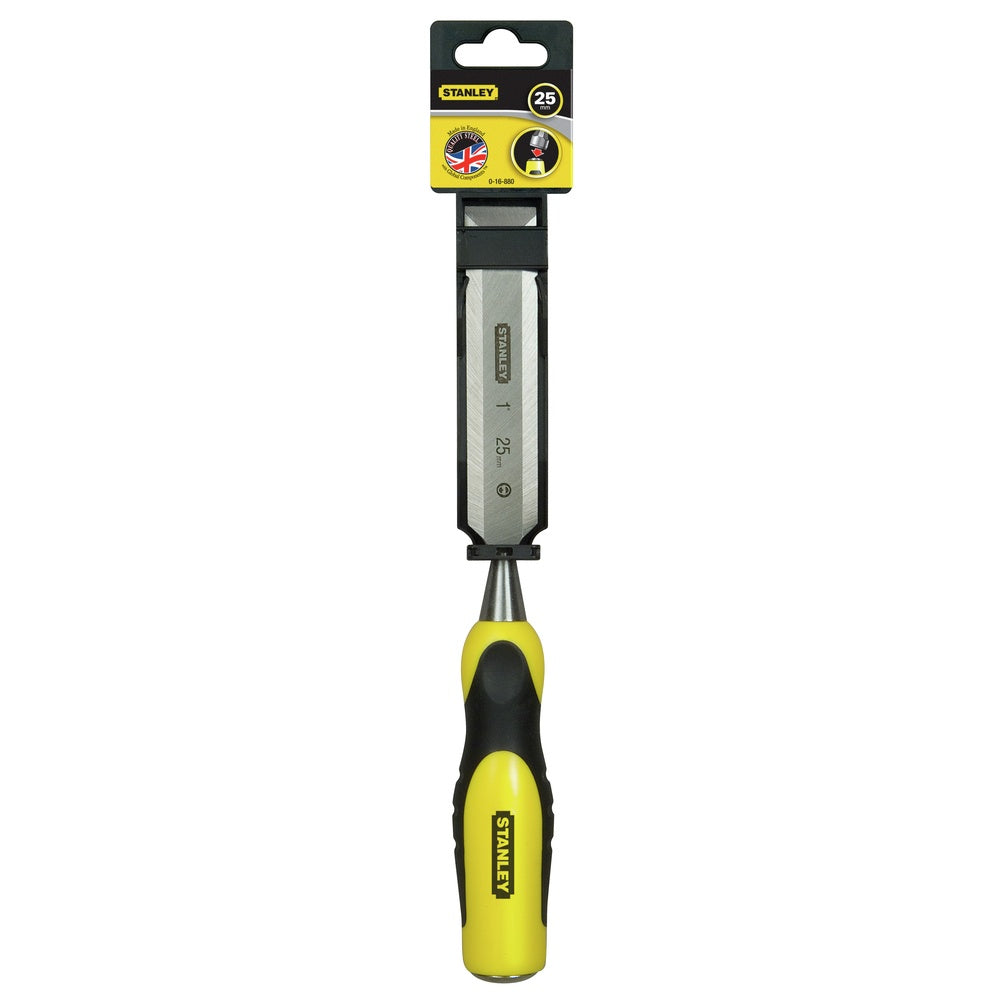 Stanley DynaGrip Bevel Edge Carbon Steel Chisel with Strike Cap Yellow and Black 25mm STA016880