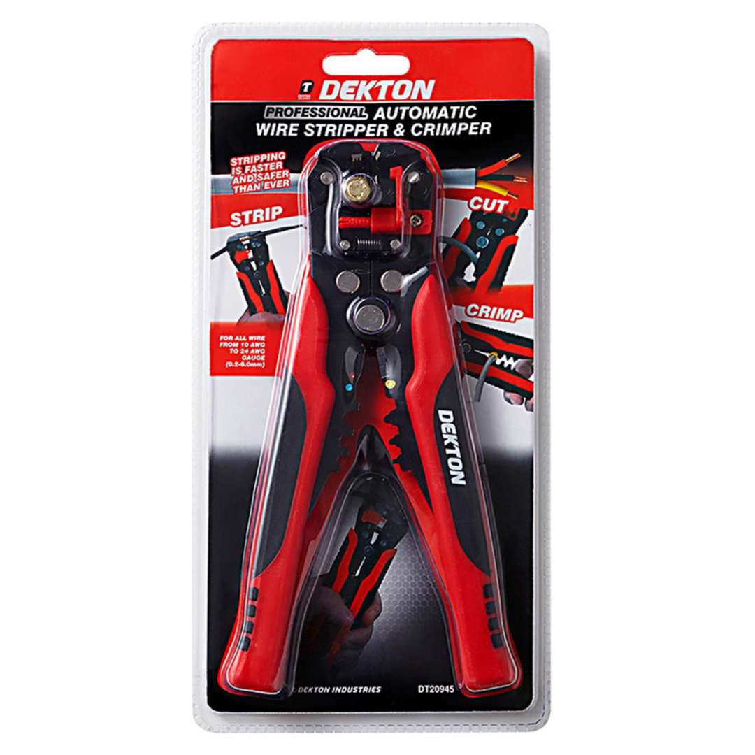 Dekton Professional Automatic Wire Stripper and Crimper Red and Black DT20945