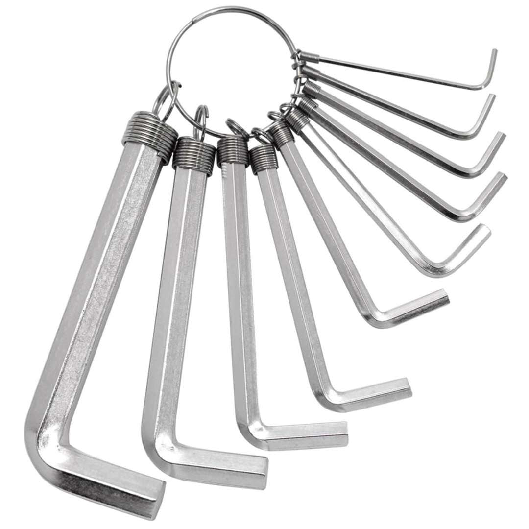 Dekton Hex Key Set Metallic Silver Pack of 10 DT85508 | Heavy Duty Strong Steel
