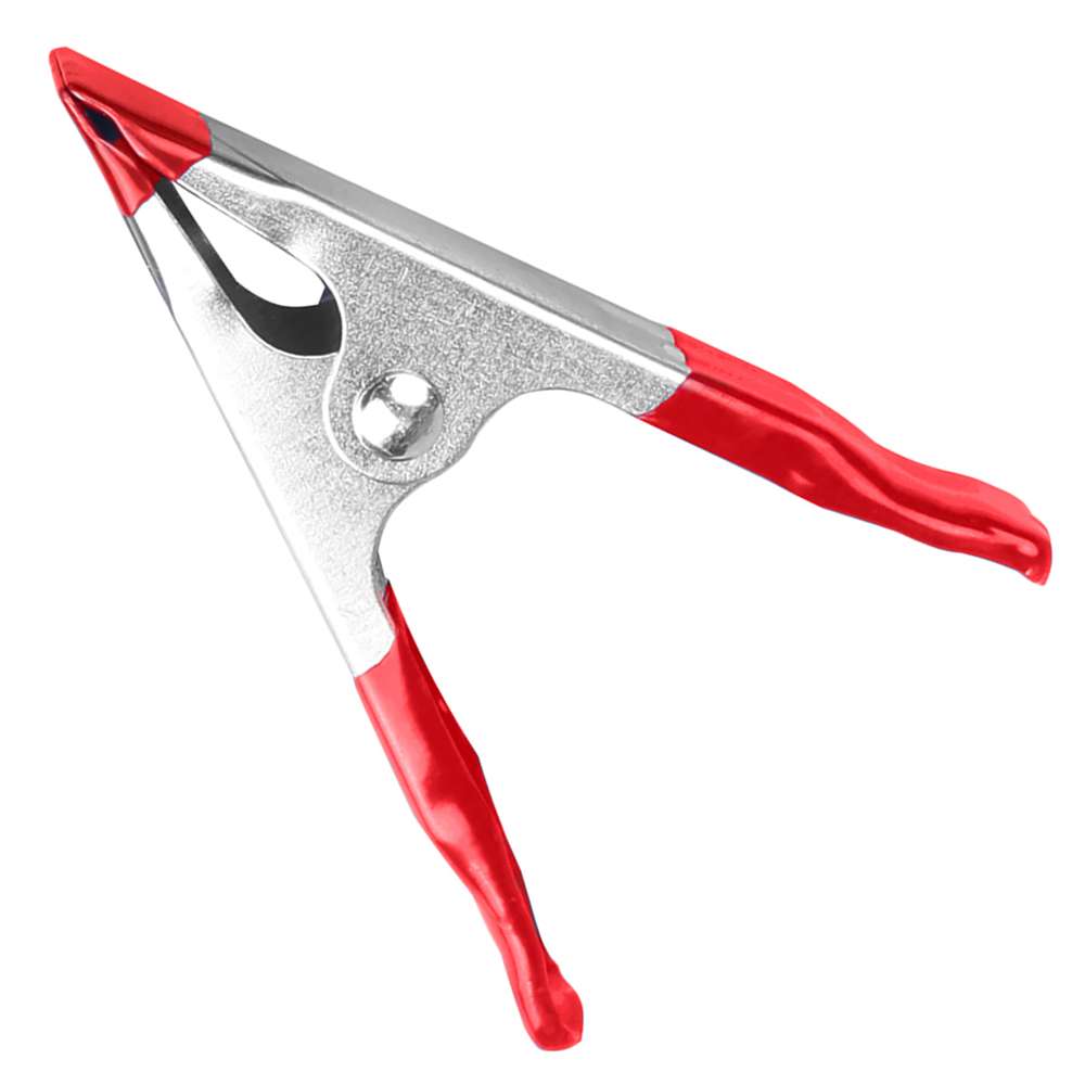 Dekton Spring Clamps Set Red and Silver 4-Inch and 6-Inch Pack of 4 DT60608 | 50mm Jaw Opening | Rubber Coated for Non Slip Grip | Durable Zinc Plated Spring Clamps