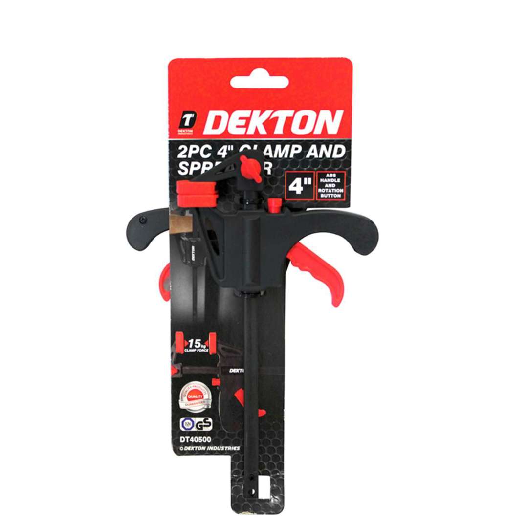 Dekton Clamp and Spreader Black and Red 4-Inch 2-Piece DT40500 | ABS Handle and Rotation Button