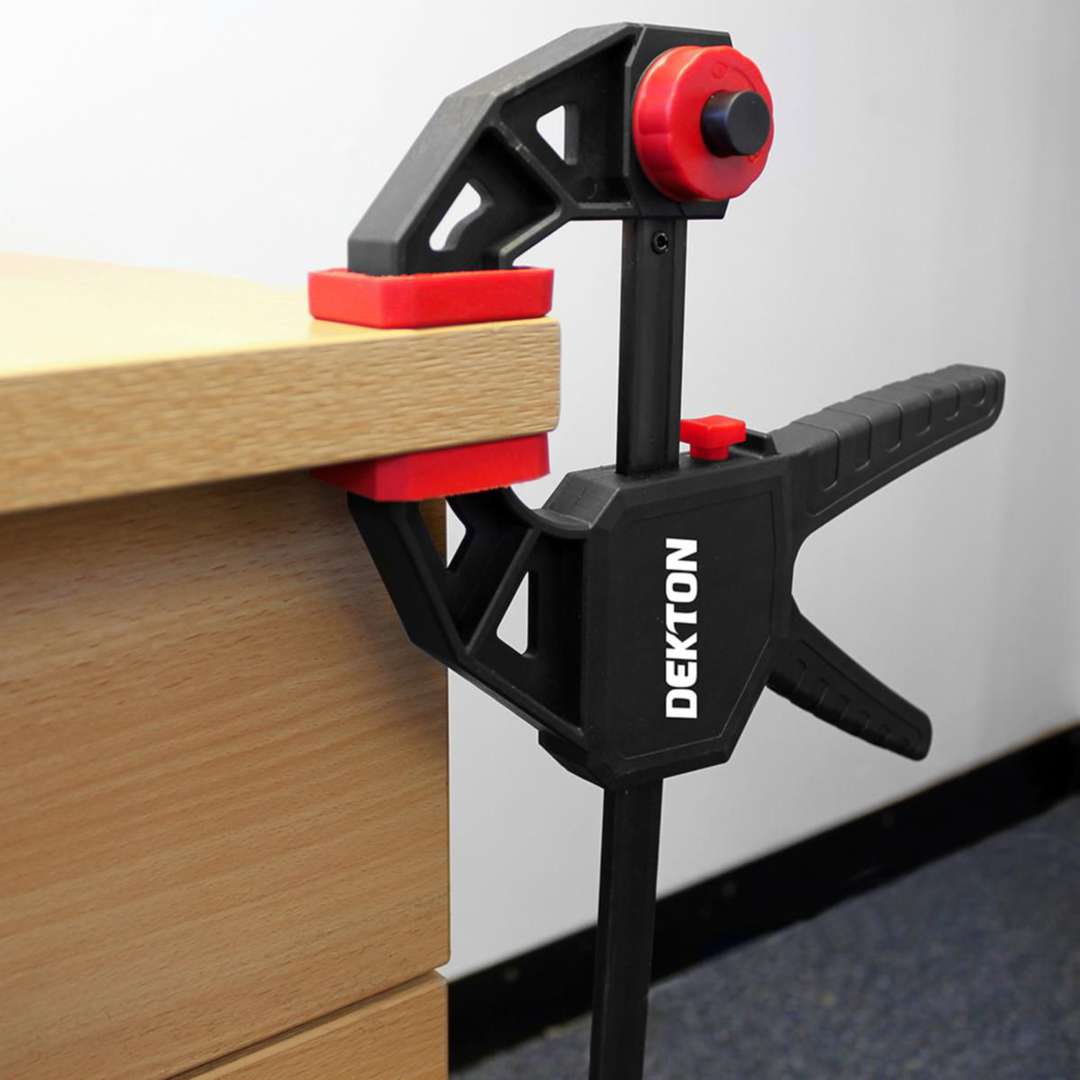 Dekton Clamp and Spreader Black and Red 4-Inch 2-Piece DT40500 | ABS Handle and Rotation Button