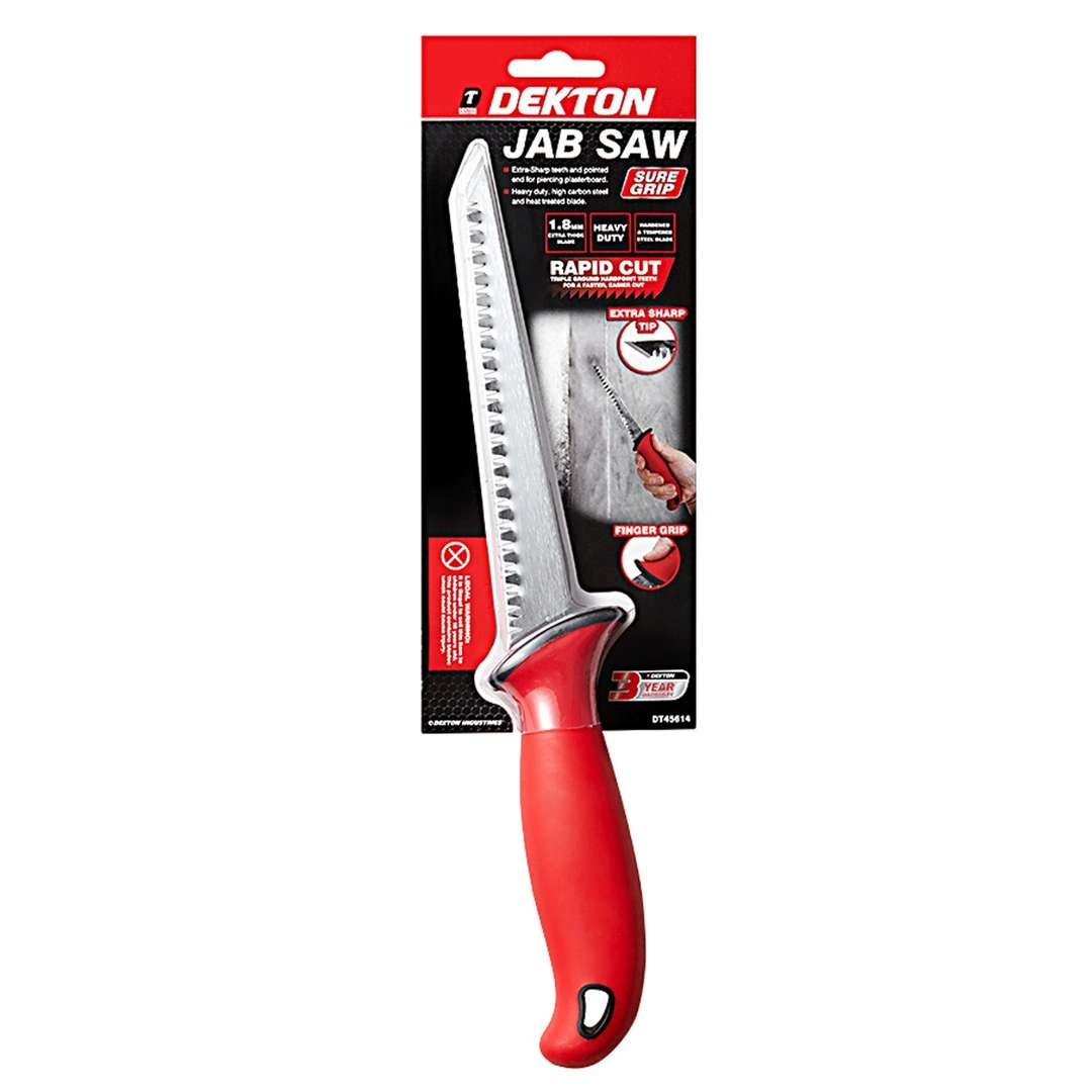 Dekton Sure Grip Jab Saw Red and Silver 6-Inch DT45615 | 1.8mm Extra Thick Blade | Rapid Cut | Extra Sharp Tip | Finger Grip