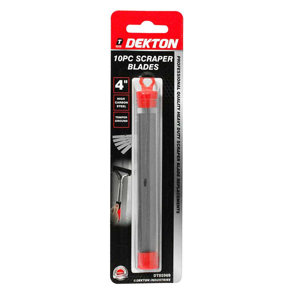 Dekton Scraper Blades Metallic Grey 4-Inch Pack of 10 DT85969 | High Carbon Steel | Temper Ground