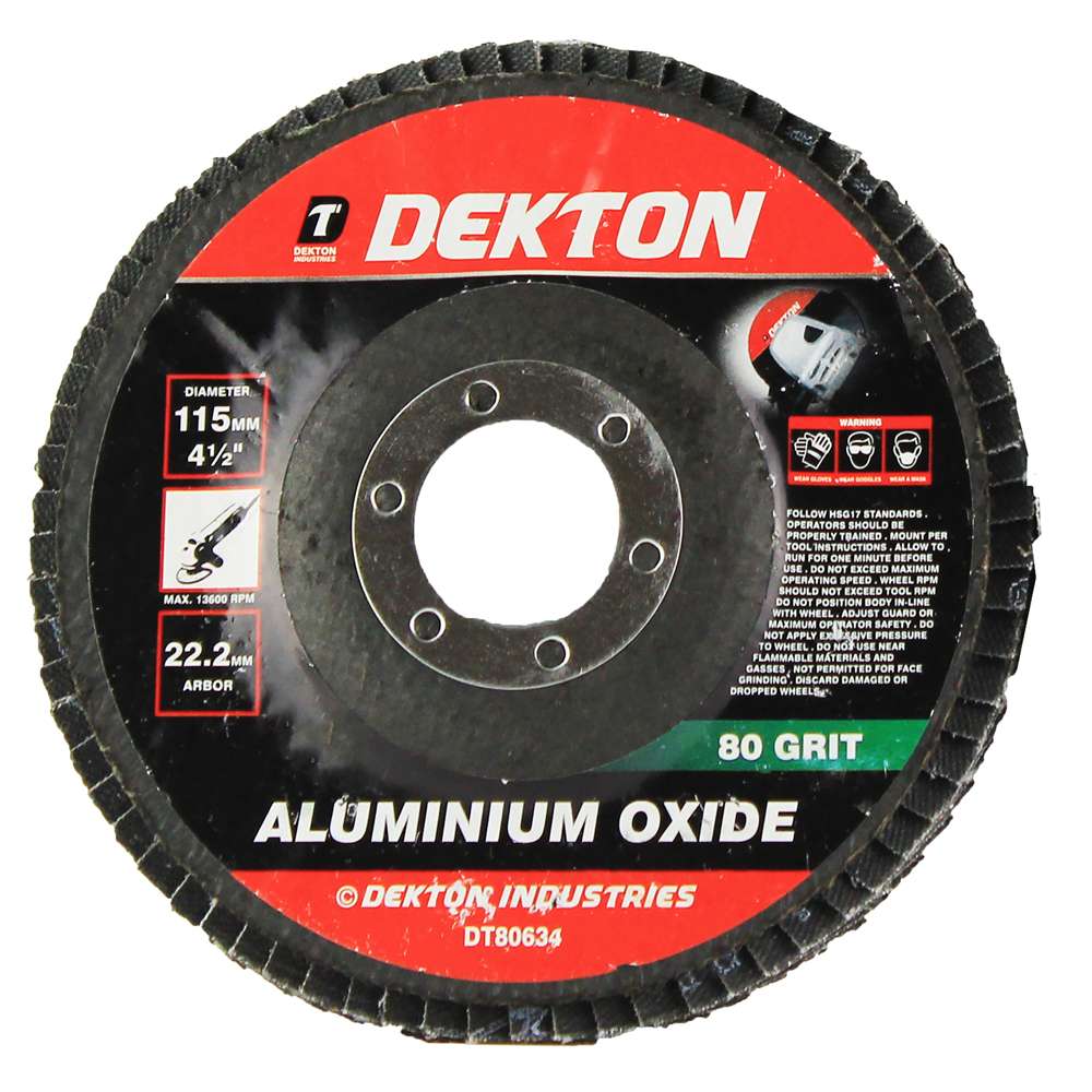 Dekton Aluminium Oxide 80 Grit Flap Disc Black 115mm DT80634 | 22.2mm Arbor