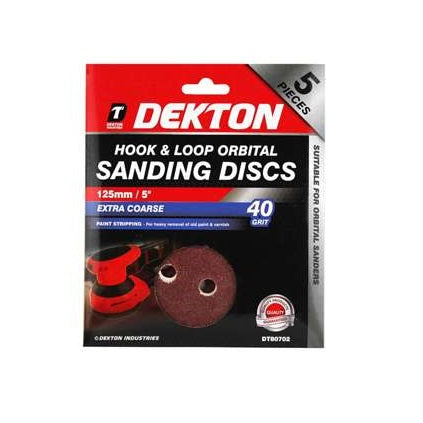 Dekton Hook and Loop 40 Grit Sanding Discs Brown 125mm DT80702 | Extra Coarse | Suitable for Orbital Sanders