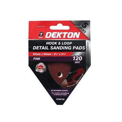 Dekton Hook and Loop 120 Grit Detail Sanding Pads Red Oxide 93mm x 93mm Pack of 5 DT80738 | Suitable for Detail Sanders
