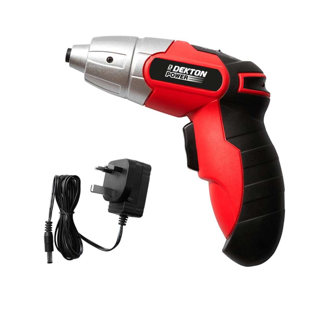 Dekton Power 3.6V Cordless Screwdriver with Aluminium Storage Box Red and Black 103-Piece DT600020 | LED Light | Battery Capacity Indicator