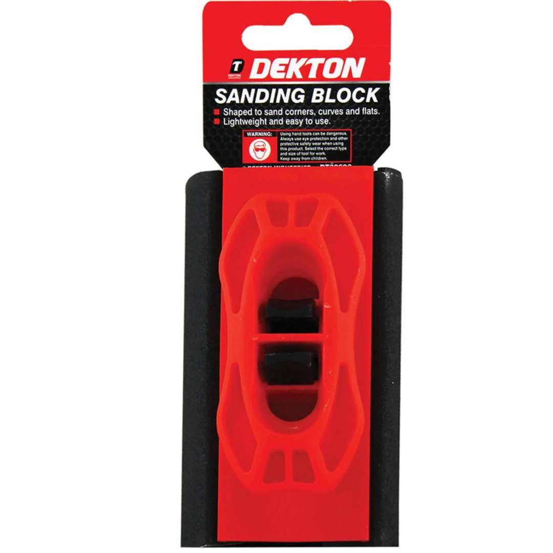 Dekton Sanding Block Red and Black 4.5-Inch DT30693 | Shaped to Sand Corners Curves and Flats | Lightweight and Easy to Use