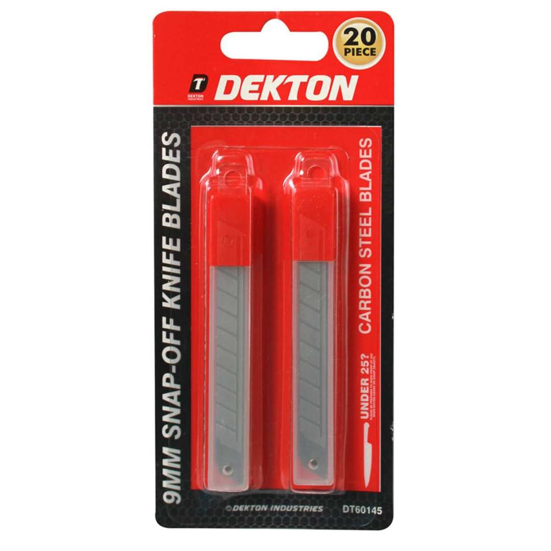 Dekton Snap Off Knife Blades Silver 9mm Pack of 20 DT60145 | Carbon Steel Blades