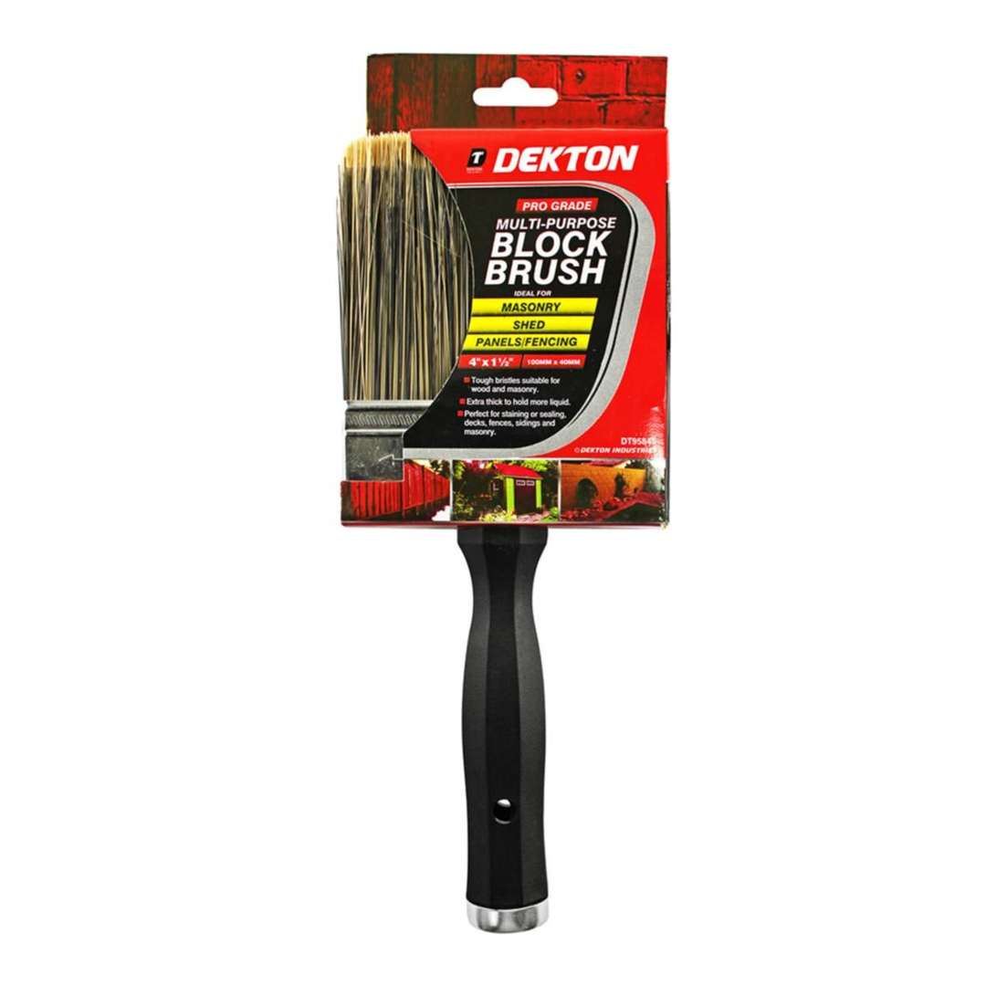 Dekton Pro Grade Multi Purpose Block Brush Black 4-Inch DT95845 | Tough Bristles Suitable for Wood and Masonry | Extra Thick to Hold More Liquid