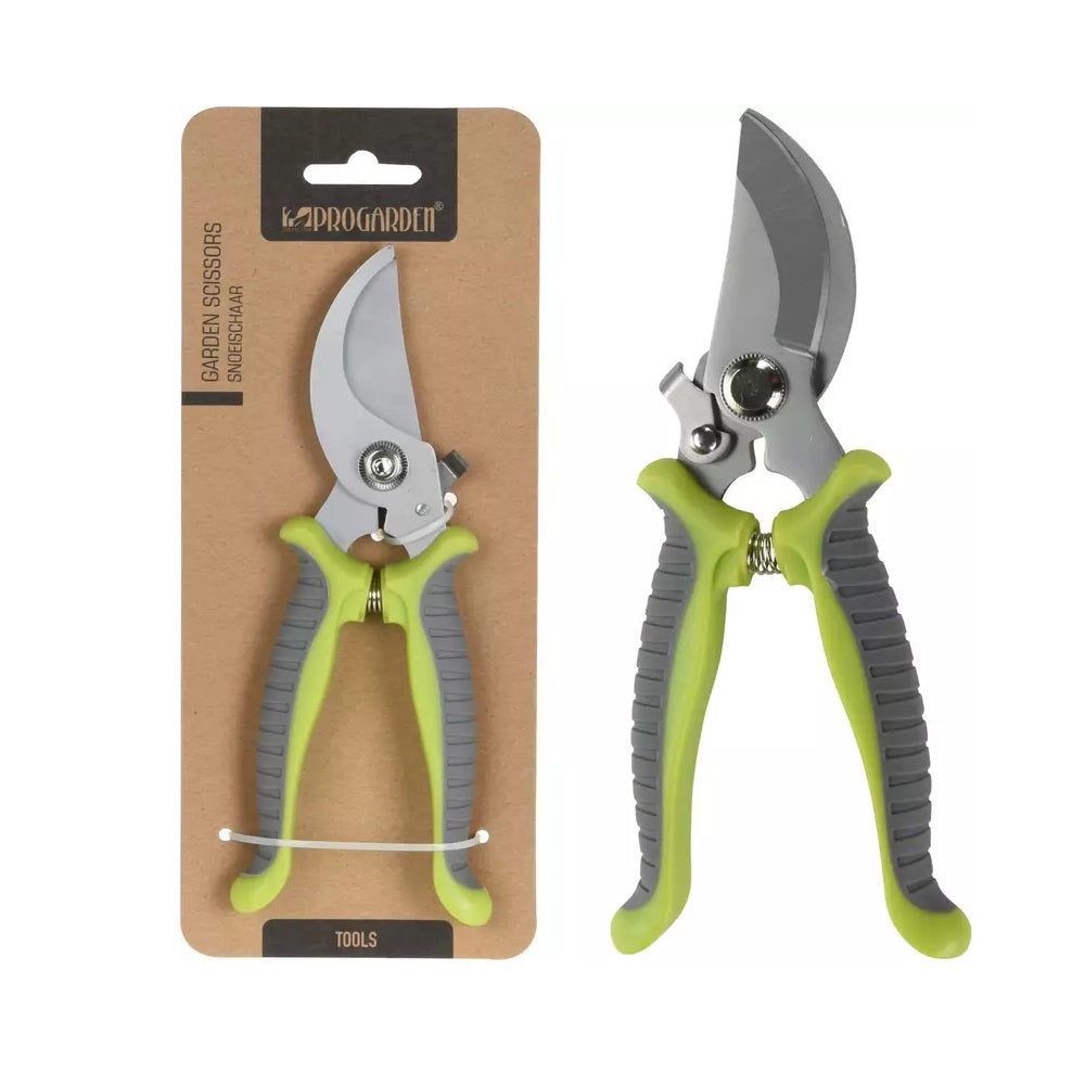 Progarden Garden Prunner Green and Grey 19cm 105657 | Blade Length 65mm | Garden Scissor