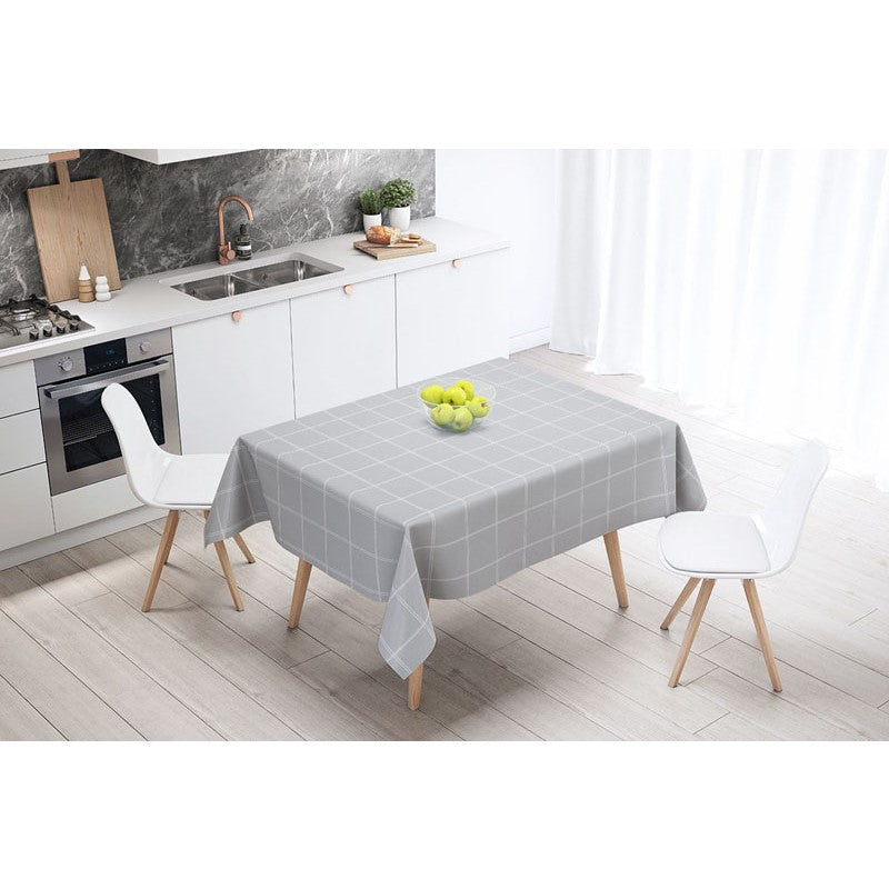 Highlands Homeware Wipe Clean PVC Table Cloth Check Grey 132cm x 178cm WTC06 | Indoor and Outdoor Use | 6 -8 Place Settings