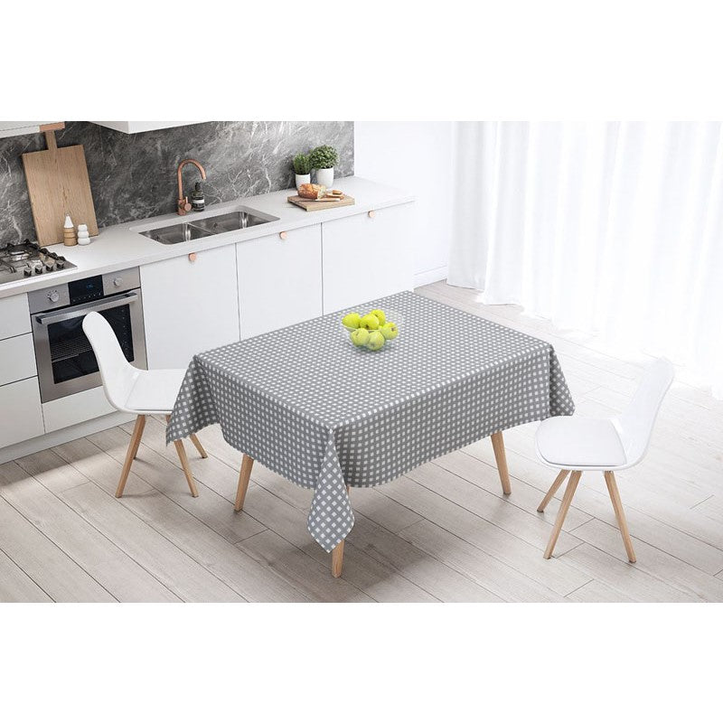Highlands Homeware Wipe Clean PVC Table Cloth Gingham Grey 132cm x 178cm WTC22 | Indoor and Outdoor Use | 6 -8 Place Settings