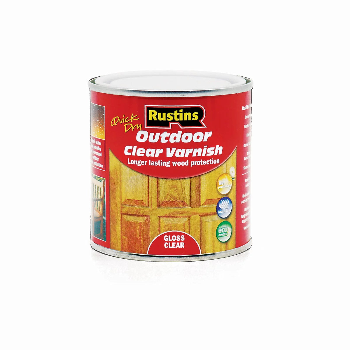 Rustins Quick Dry Outdoor Varnish Gloss Clear 250ml EAVG250 | Long lasting Wood Protection | UV Protection | Low Odour