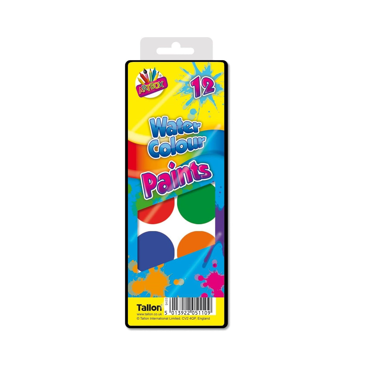 Tallon Artbox Water Colour Paints Box Assorted Colours Pack of 12 5110