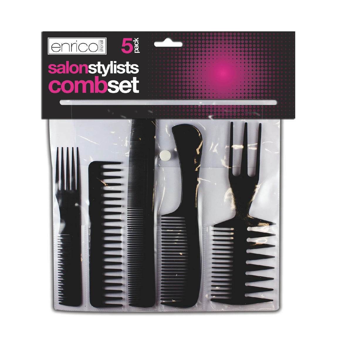 151 Enrico Shonalli Salon Stylists Comb Set Black Pack of 5 ES1051