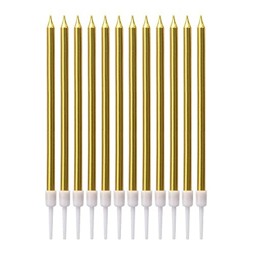 Tala Tapered Candles with Holders Golden Pack of 12 13cm 14185