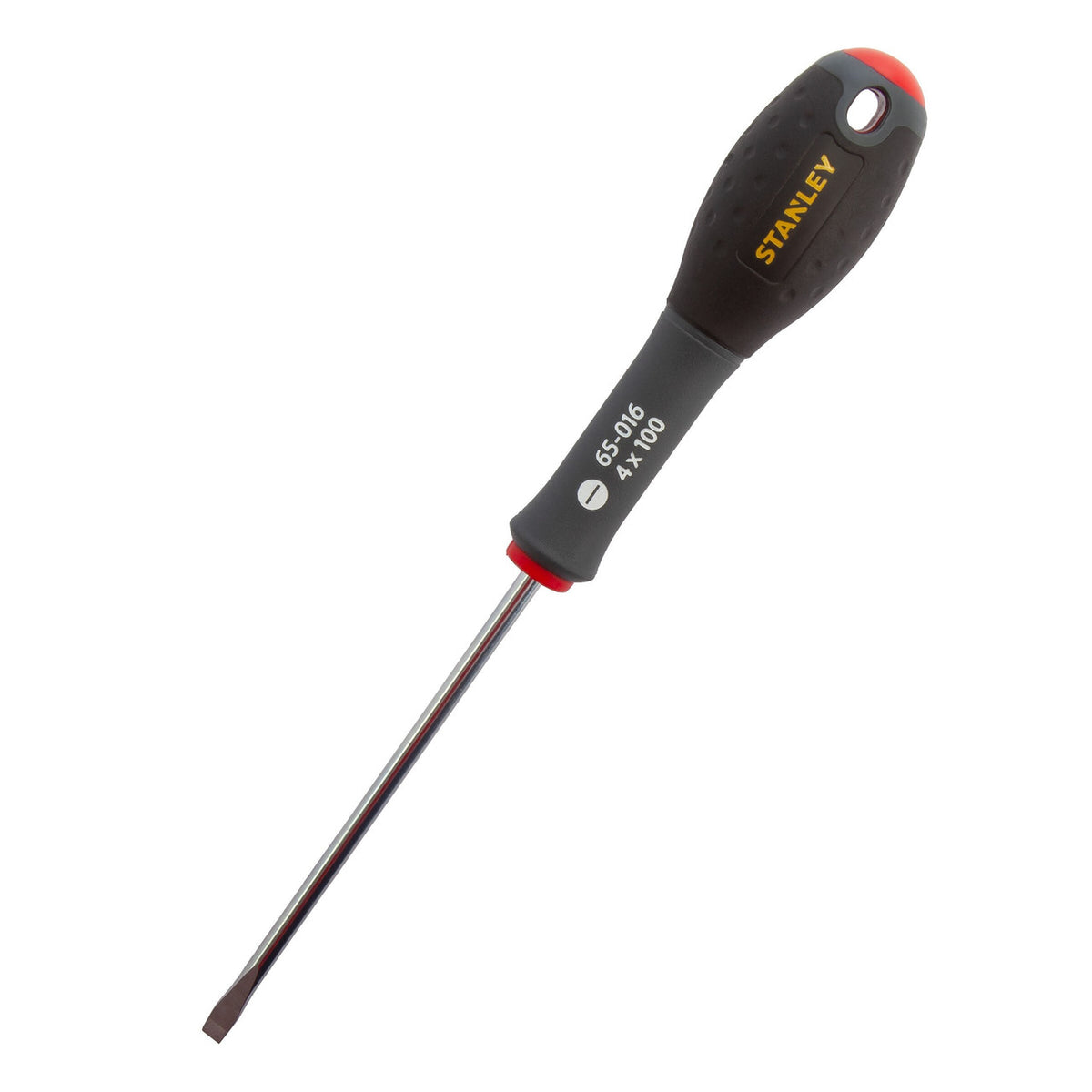 Stanley FatMax Flared Tip Screwdriver Black 4mm x 100mm 0-65-016 | Chrome Vanadium Steel Bar Shaft | Soft-grip Handle