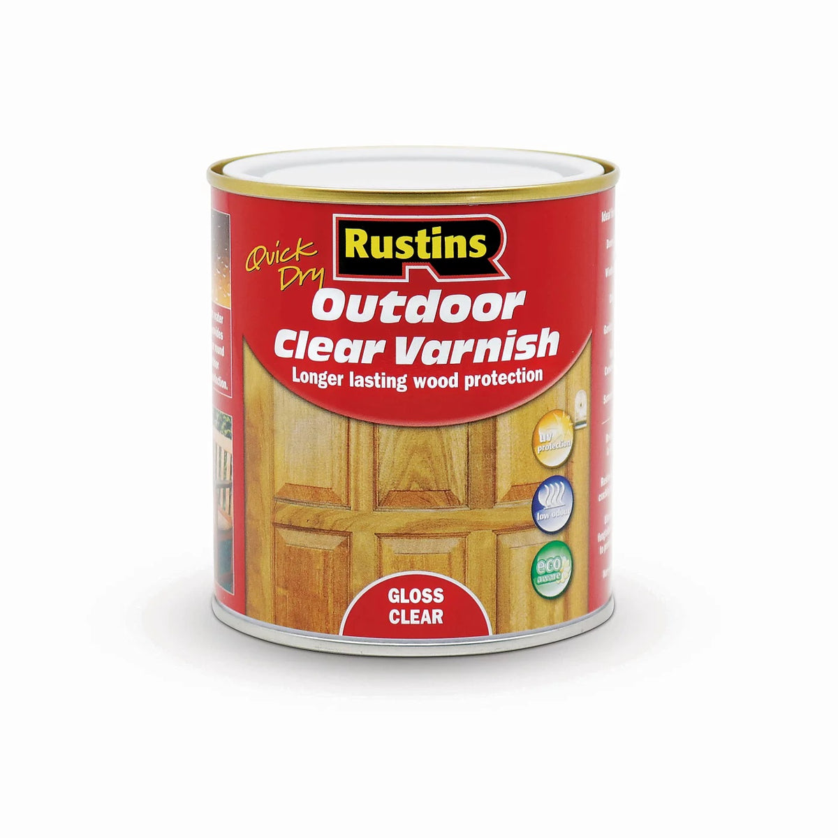 Rustins Quick Dry Outdoor Varnish Gloss Clear 500ml EAVG500 | Long lasting Wood Protection | UV Protection | Low Odour