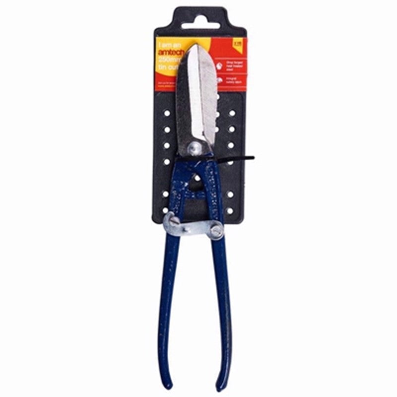 Amtech Hardened Steel Blade Tin Cutter Metallic Silver and Blue 10-Inch B2200