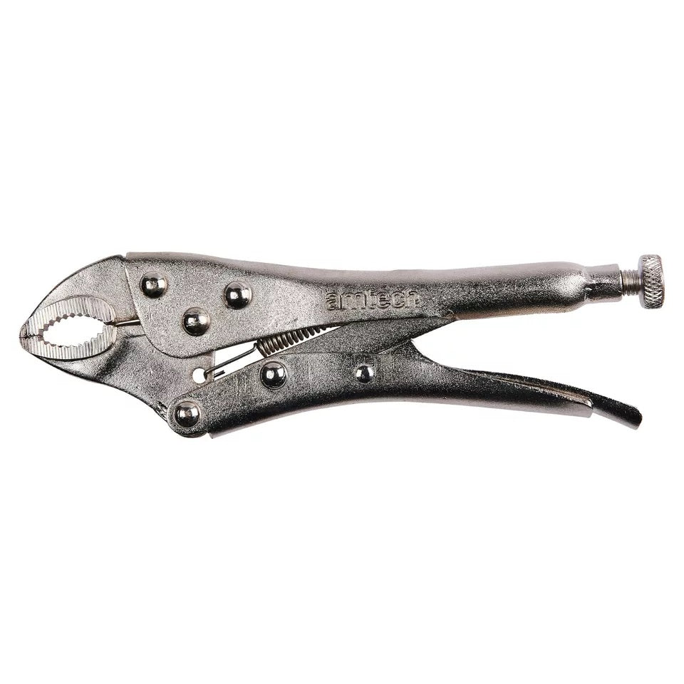 Amtech Curved Jaws Locking Grip Plier Nickel Plated 7-Inch C1400 | Self Locking Mechanism | Quick Release Action