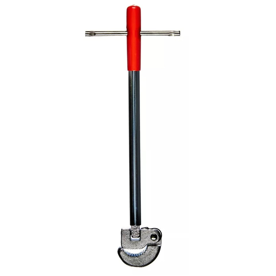 Amtech Adjustable Basin Wrench Red and Silver 11-Inch C2500 | Spring Loaded Serrated Jaws for Better Grip | Swivel Head Action