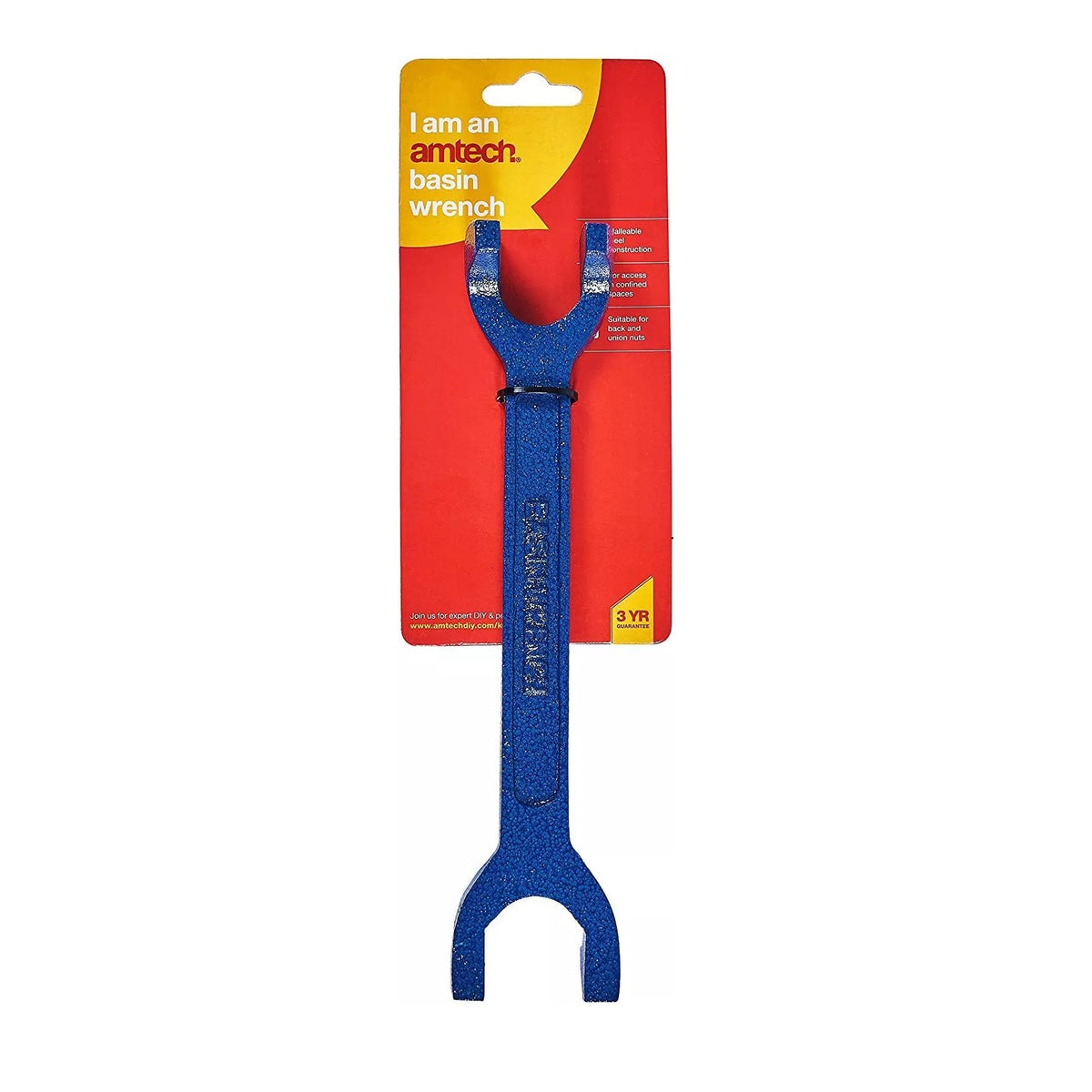 Amtech Heavy Duty Fixed Basin Wrench Blue C2700 | 0.5-Inch-0.75-Inch | Suitable for Back and Union Nuts