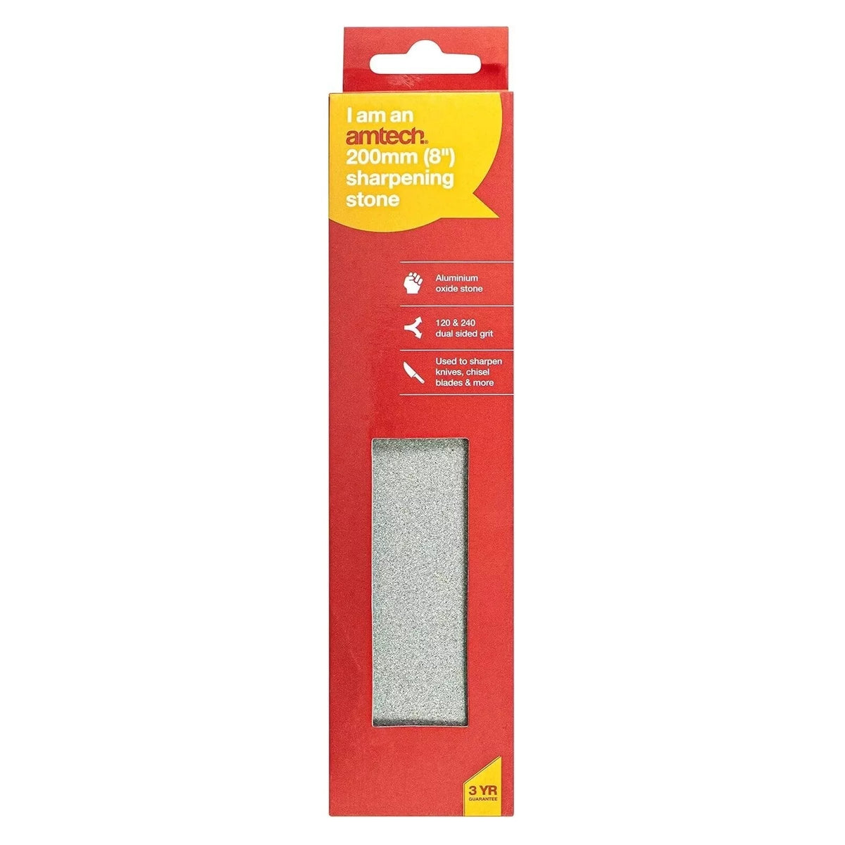 Rolson Combination Sharpening Stone Grey 8-Inch E2000 | Aluminium Oxide Stone | 120 and 240 Dual Sided Grit | Used to Sharpen Knives Chisel Blades and More