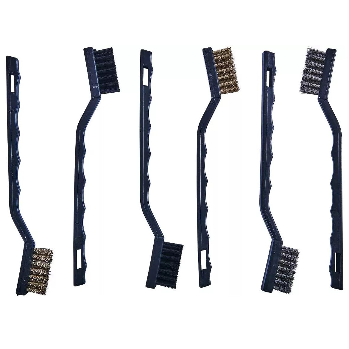 Amtech Steel Brass and Nylon Wires Brush Set Black 175mm Pack of 6 F3400