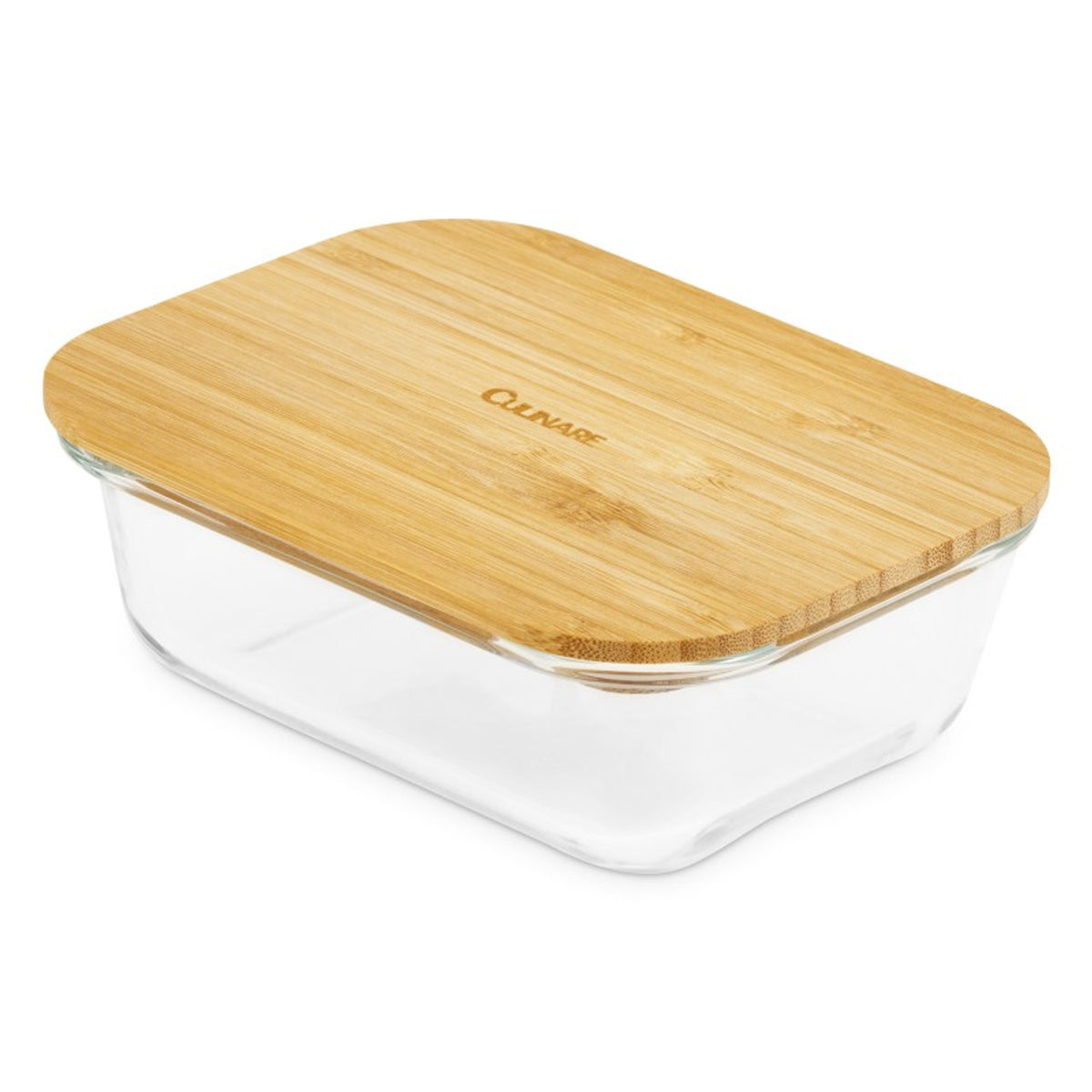 Culinare Glass Food Storage Container with Natural Bamboo Lid Clear 370ml C70022
