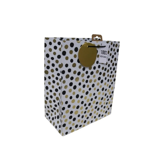 Clairefontaine Eurowrap Mono Dots Gift Bag with Handles White Large 26.5cm x 14cm x 33mm Pack of 6 35471-2C