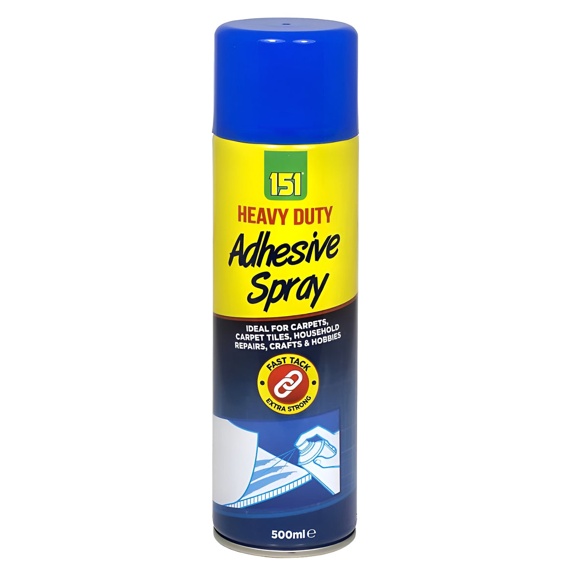 151 Heavy Duty Adhesive Spray Clear 500ml 151038 | Fast Tack | Extra Strong | Ideal for Carpets - Carpet Tiles - Household Repairs - Crafts and Hobbies
