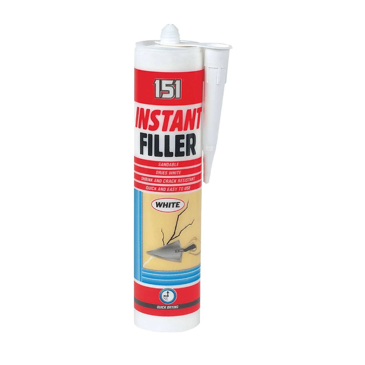 151 Instant Filler White 280ml 10061 | Sandable | Dries White | Shrink and Crack Resistant | Quick and Easy to Use | Quick Drying